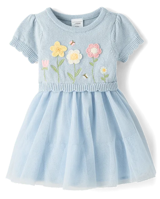 Baby Girls Crochet Floral Tutu Dress - Enchanted Garden