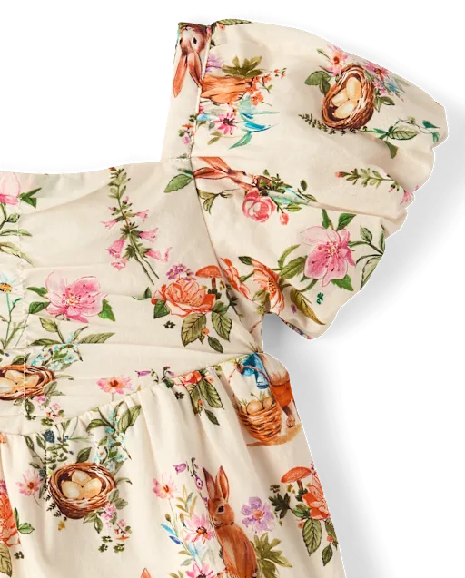 Baby Girls Bunny Ruffle Dress - Enchanted Garden