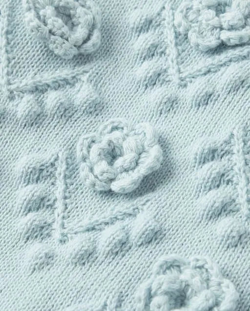Baby Girls Crochet Floral Drop Waist Tiered Sweater Dress