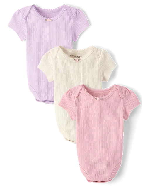 Baby Girls Pointelle Bodysuit 3-Pack