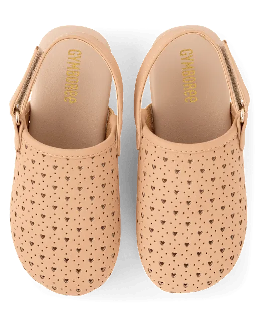 Girls Perforated Heart Clogs - Little Essentials