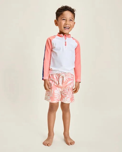 Boys Tropical Leaf Swim Trunks - Swim Shop