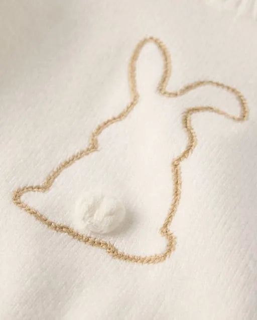Baby Embroidered Bunny Silhouette Sweater 2-Piece Outfit Set
