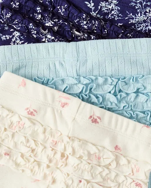 Baby Girls Floral Ruffle Leggings 3-Pack