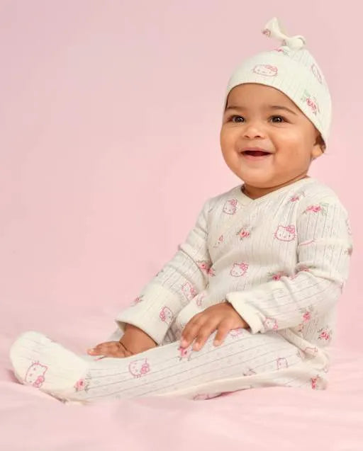 Baby Girls Hello Kitty® Floral Pointelle 2-Piece Outfit Set