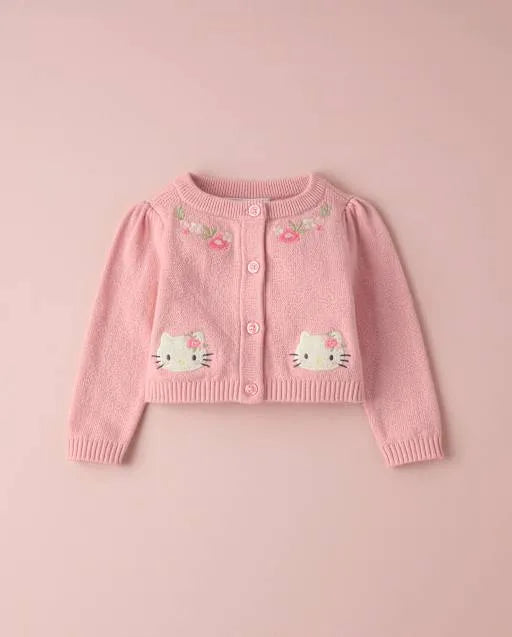 Baby Girls Hello Kitty® Applique Floral Cardigan