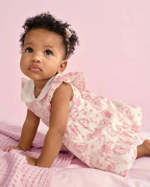 Baby Girls Hello Kitty® Floral Toile Dress 2-Piece Outfit Set