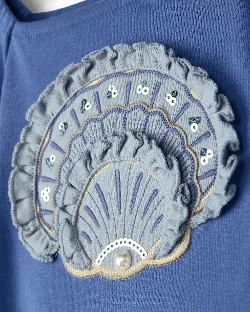 Girls Embroidered Floral Puff Sleeve Top - Driftwood Bay