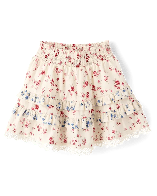 Girls Floral Tiered Ruffle Skort - Nantucket Charm