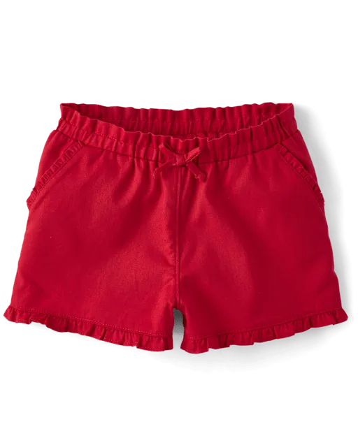 Girls Ruffle Pull On Shorts - Little Essentials