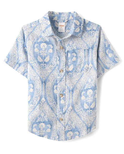 Boys Matching Family Paisley Linen-Blend Button Up Shirt - Linen Edit