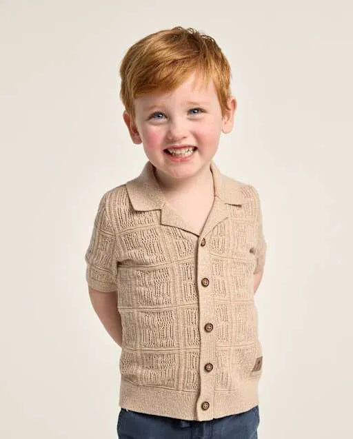 Boys Stitched Sweater Polo - Driftwood Bay