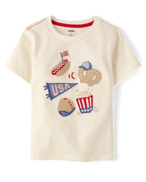 Boys Embroidered Americana Snacks Top - Nantucket Charm