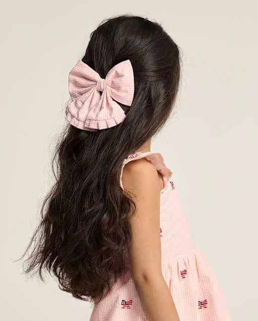 Girls Floral Ruffle Bow Hair Clip 2-Pack - Nantucket Charm