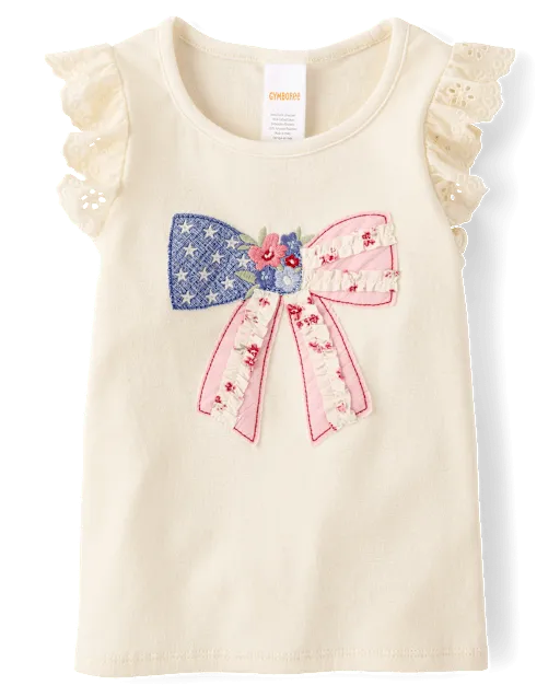 Girls Applique Embroidered Americana Top - Nantucket Charm
