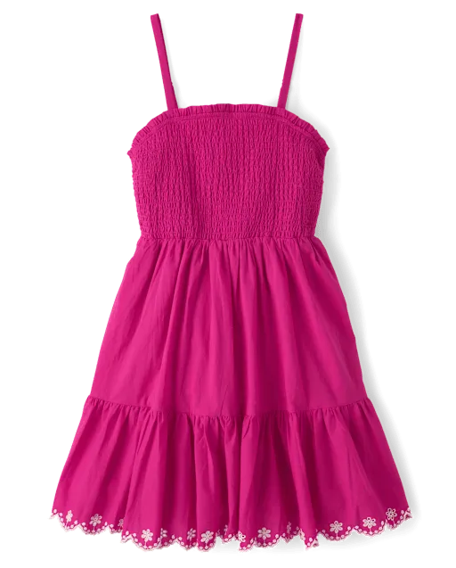 Womens Mommy And Me Embroidered Eyelet Tiered Dress - Amalfi Coast