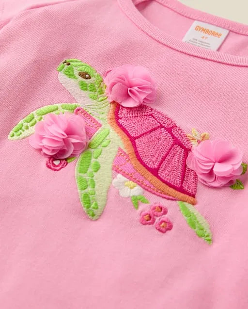 Girls Embroidered Flutter Top - Amalfi Coast
