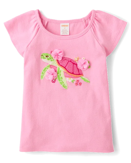 Girls Embroidered Flutter Top - Amalfi Coast