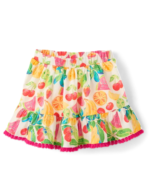 Girls Fruit Tassel Ruffle Skort - Amalfi Coast