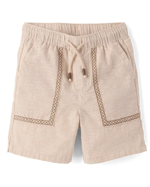 Boys Stitched Linen-Blend Pull On Shorts - Amalfi Coast