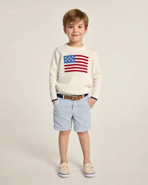 Boys Seersucker Chino Shorts - Nantucket Charm