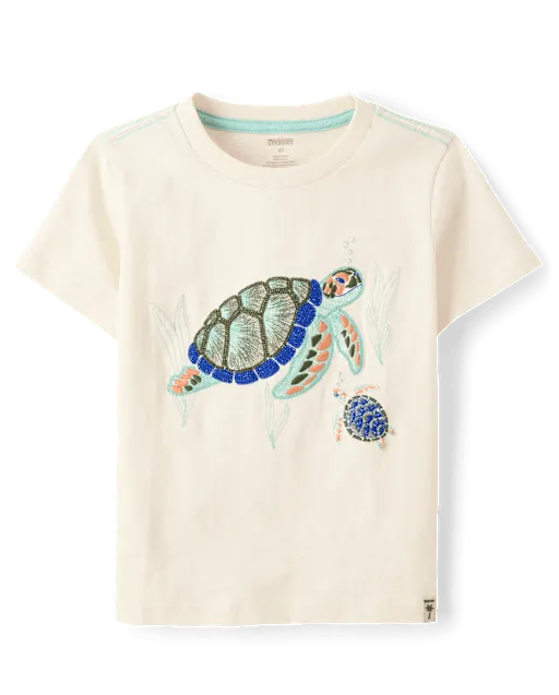 Boys Embroidered Turtle Top - Amalfi Coast