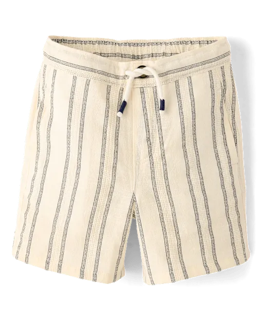 Boys Striped Textured Pull On Shorts - Driftwood Bay