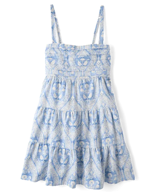 Womens Mommy And Me Paisley Linen-Blend Tiered Dress - Linen Edit