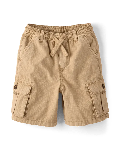 Boys Garment Dyed Ripstop Pull On Cargo Shorts - Little Essentials
