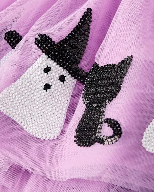 Girls Sequin Ghost Tutu Skirt - Trick or Treat
