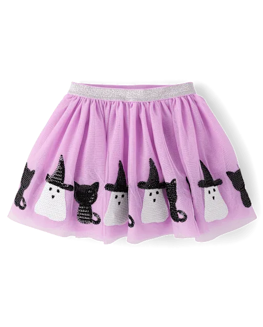 Girls Sequin Ghost Tutu Skirt - Trick or Treat