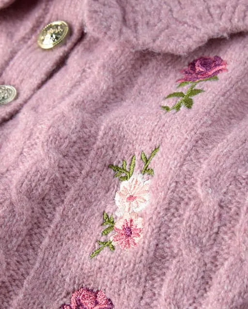 Girls Embroidered Floral Sweater Dress - Countryside Manor