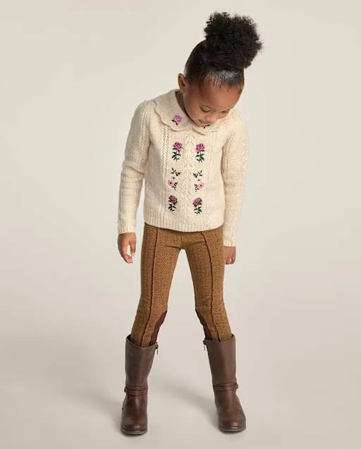 Girls Contrast Textured Jeggings - Countryside Manor