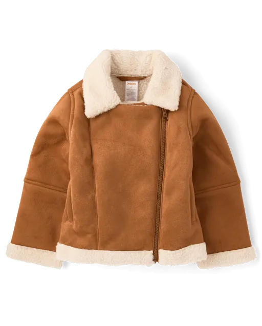 Girls Faux Suede Moto Jacket - Countryside Manor