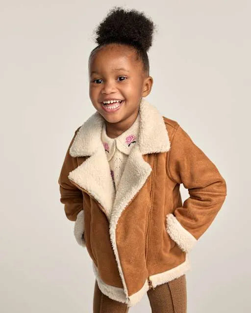 Girls Faux Suede Moto Jacket - Countryside Manor