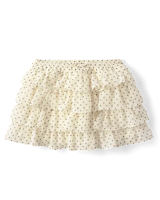Girls Polka Dot Tiered Ruffle Skirt - The Leopard Edit