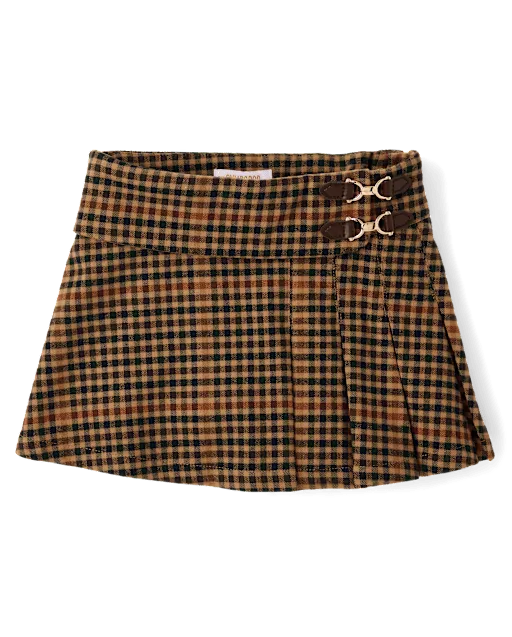 Girls Plaid Pleated Buckle Skort - Countryside Manor