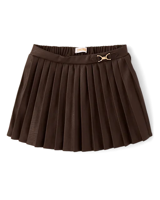Girls Pleated Faux Leather Skort - Countryside Manor