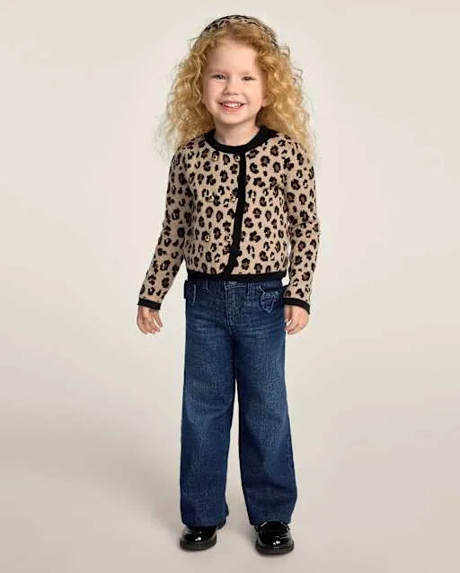 Girls Bow Wide Leg Jeans - Little Essentials