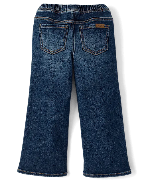 Girls Pull On Wide Leg Jeans - Little Essentials