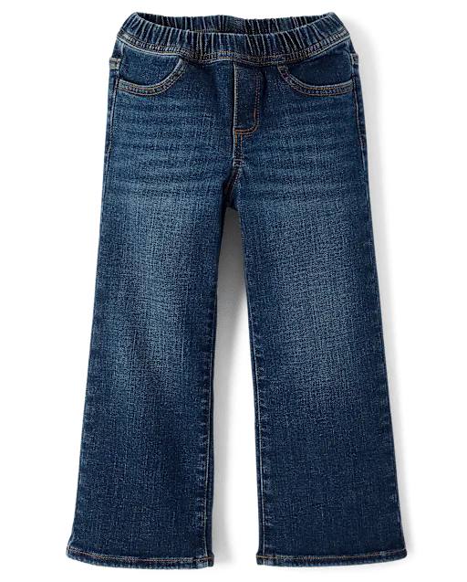 Girls Pull On Wide Leg Jeans - Little Essentials