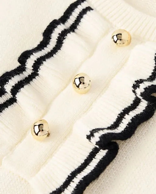 Girls Contrast Ruffle Sweater Dress - The Leopard Edit