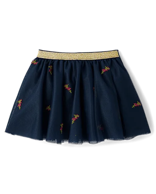 Girls Embroidered Floral Tutu Skirt - Countryside Manor