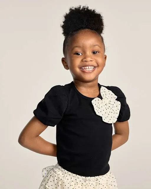 Girls Polka Dot Bow Puff Sleeve Top - The Leopard Edit