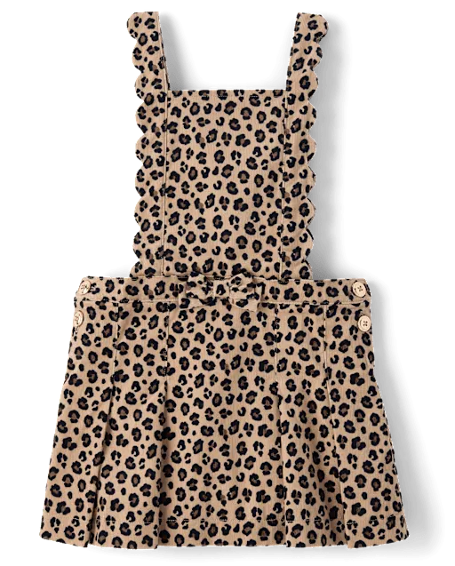 Girls Leopard Scalloped Corduroy Jumper - The Leopard Edit
