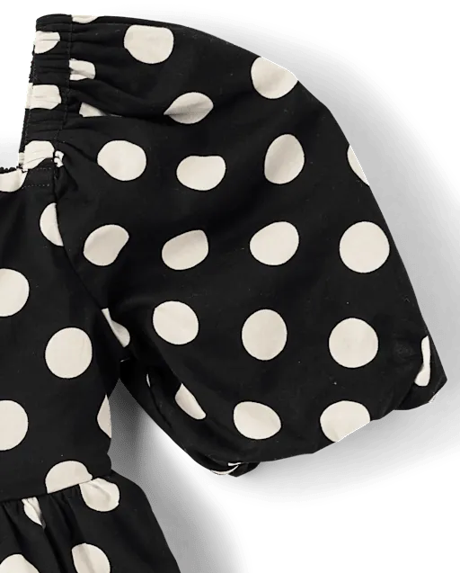 Girls Polka Dot Tiered Dress - The Leopard Edit