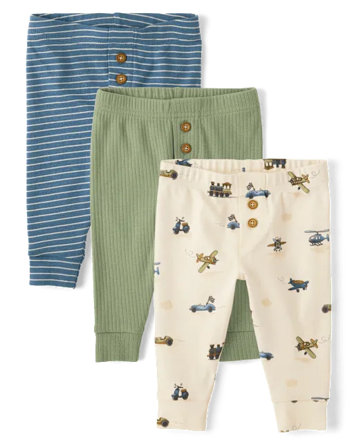 Baby Boys Vehicle Pants 3-Pack