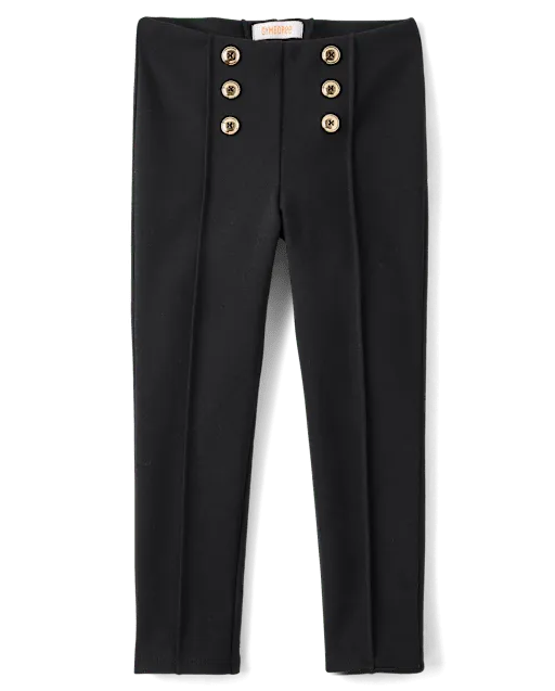 Girls Pintuck Button Ponte Jeggings - The Leopard Edit