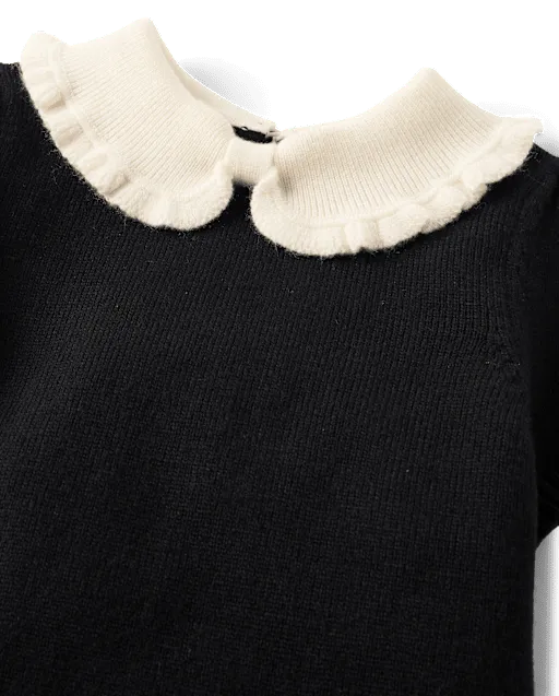 Girls Peter Pan Ruffle Sweater - The Leopard Edit