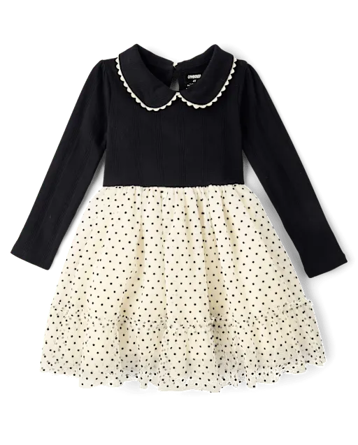 Girls Flocked Polka Dot Tutu Dress - The Leopard Edit